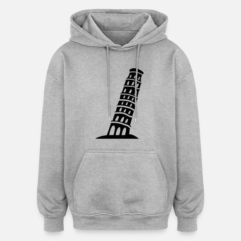 pisa_01 - Sweat à capuche oversize unisexe - gris chiné