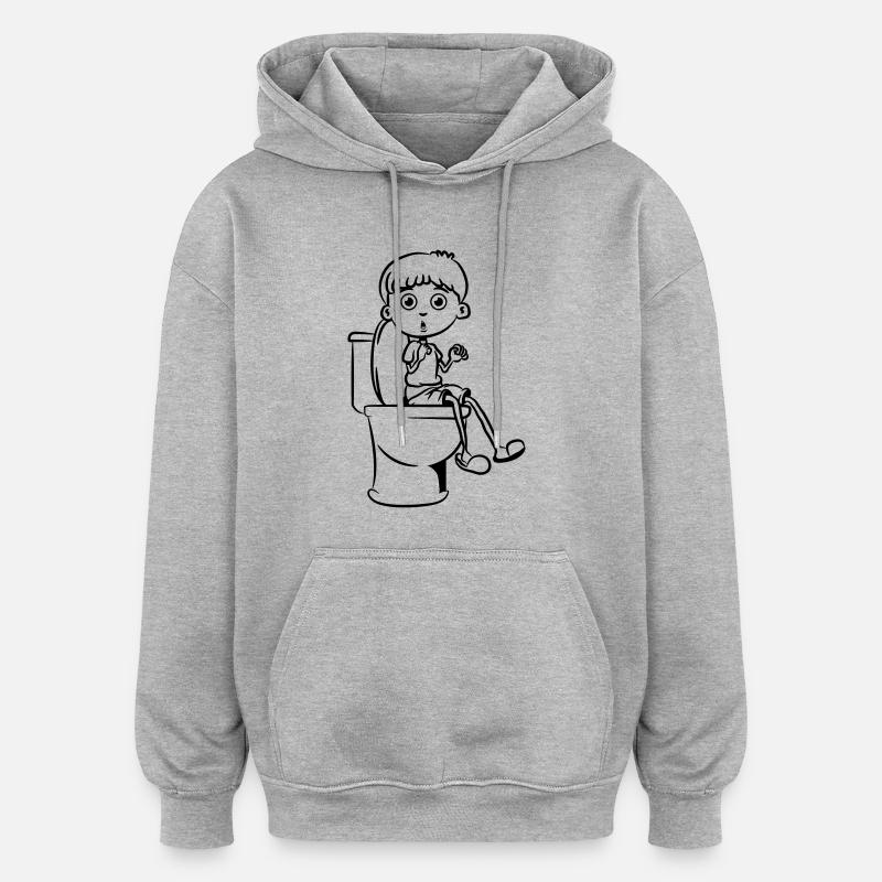 Assis peu wc garçon - Sweat à capuche oversize unisexe - gris chiné