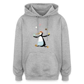 Pinguin jongliert Eis - Oversized Unisex Hoodie - Grau meliert - Vorne - Noah (186cm)