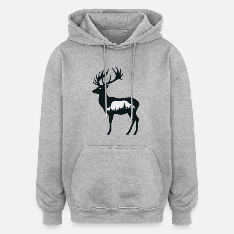 Silhouette de cerf - Sweat à capuche oversize unisexe - gris chiné