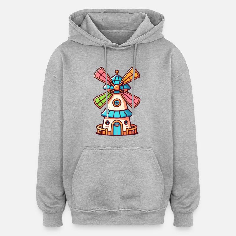 Moulin à vent - Sweat à capuche oversize unisexe - gris chiné