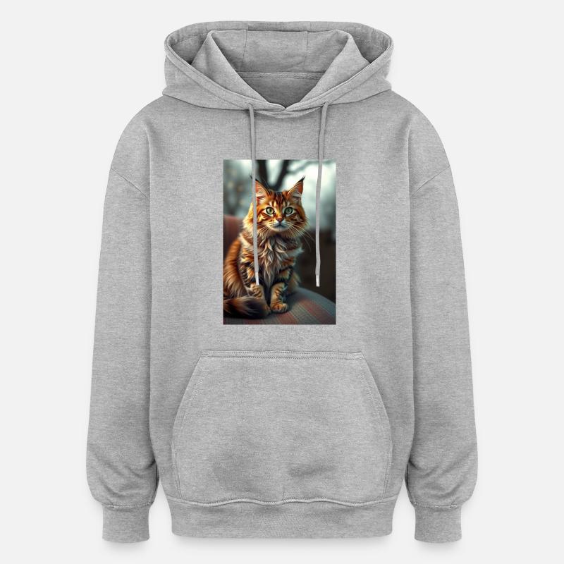 Éclat de chat - Sweat à capuche oversize unisexe - gris chiné