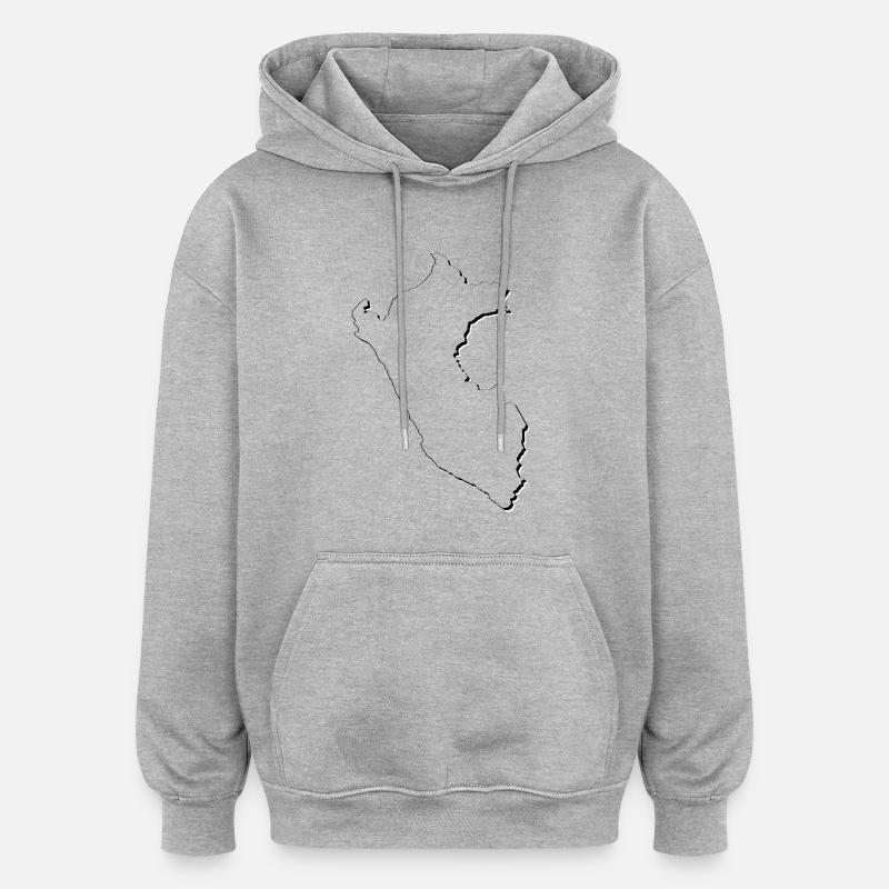 Carte du Pérou comme contour - Sweat à capuche oversize unisexe - gris chiné