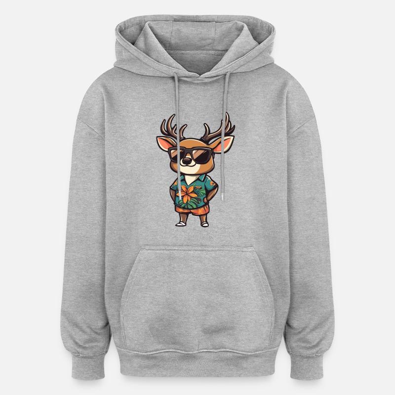 Deer Comic Vacation - Oversized Unisex Hoodie - heather grey