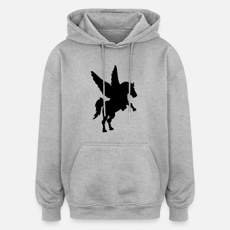 Pégase - Sweat à capuche oversize unisexe - gris chiné