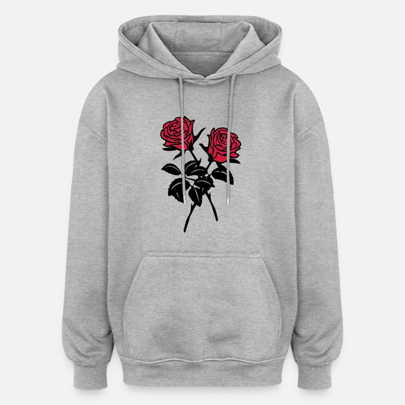 roses - Sweat à capuche oversize unisexe - gris chiné