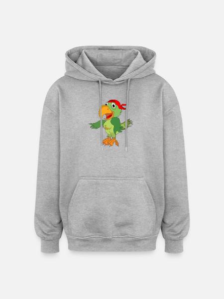 Papagei Pirat Seeräuber - Oversized Unisex Hoodie - Grau meliert