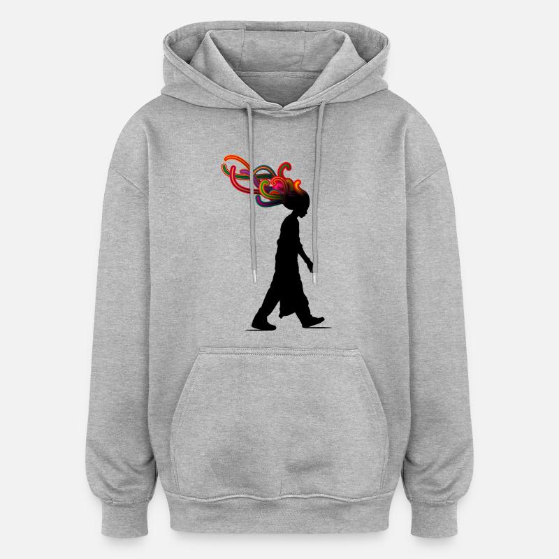 dreamer - Sweat à capuche oversize unisexe - gris chiné