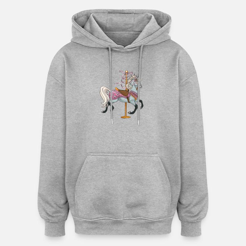 Cheval de carrousel - Sweat à capuche oversize unisexe - gris chiné
