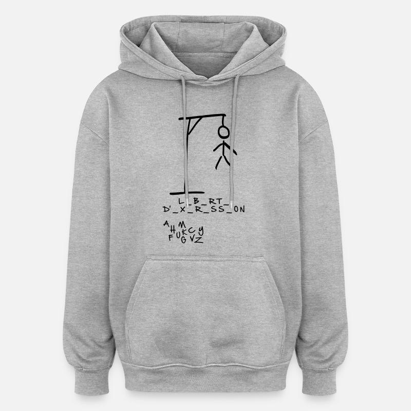 Pendu - Liberté d'expression - Sweat à capuche oversize unisexe - gris chiné
