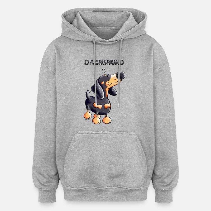 Mignon Dachshund - Sweat à capuche oversize unisexe - gris chiné