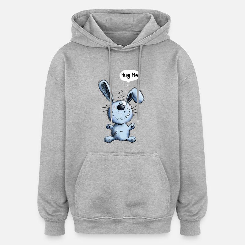 Hug Me Bunny - Sweat à capuche oversize unisexe - gris chiné