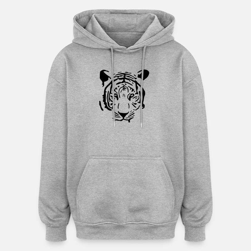 Tigre blanc - Sweat à capuche oversize unisexe - gris chiné