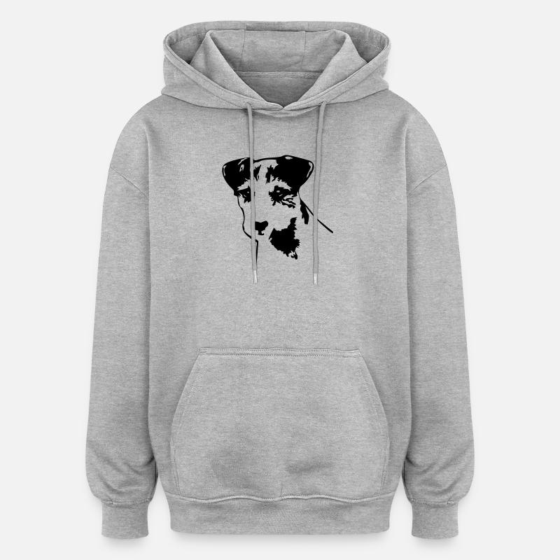 Parson Russell Terrier Kopf - Oversized Unisex Hoodie - Grau meliert