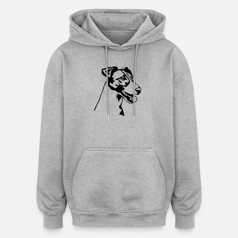 Tête de Fox Terrier - Sweat à capuche oversize unisexe - gris chiné