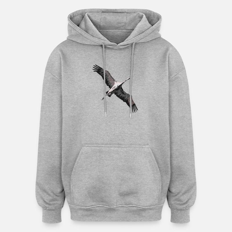 Grue volant vers le sud - Sweat à capuche oversize unisexe - gris chiné
