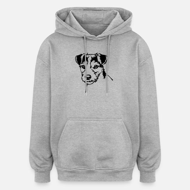 Tête de Parson Russell Terrier - Sweat à capuche oversize unisexe - gris chiné