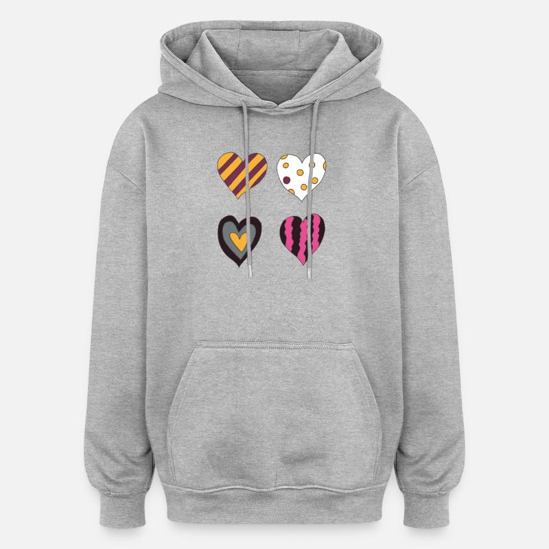 herzen variation vierte - Oversized Unisex Hoodie - Grau meliert