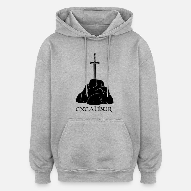 Das Excalibur Schwert (Schwarz) - Oversized Unisex Hoodie - Grau meliert