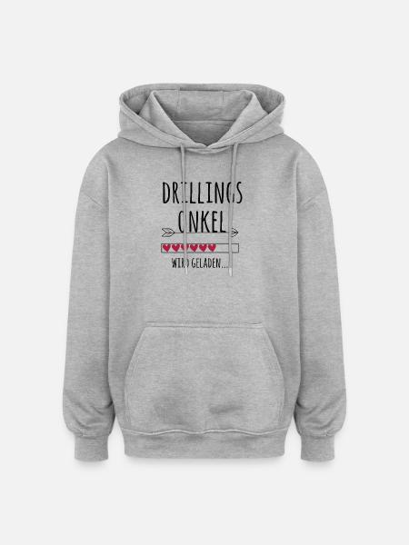 werdender Drillingsonkel Schwangerschaft Drillinge - Oversized Unisex Hoodie - Grau meliert