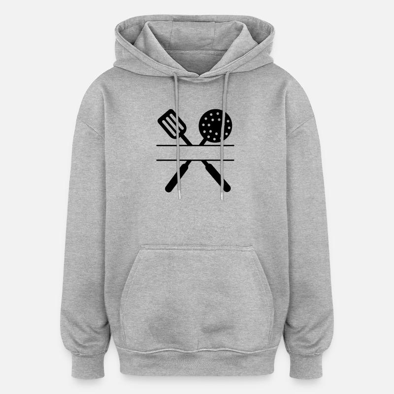 Baking tools crossed - Oversized Unisex Hoodie - heather grey
