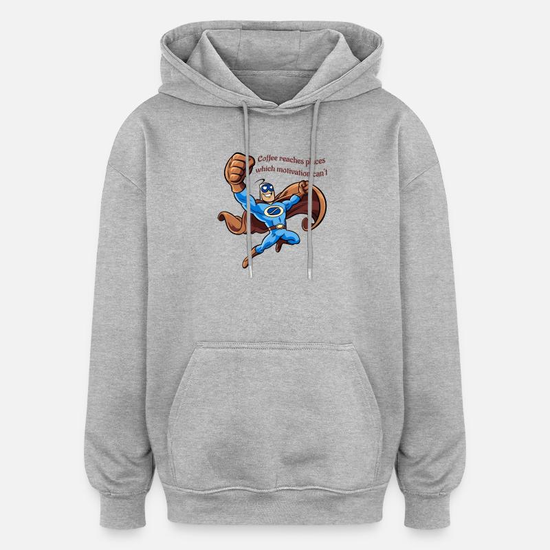 Capitaine Café - Sweat à capuche oversize unisexe - gris chiné