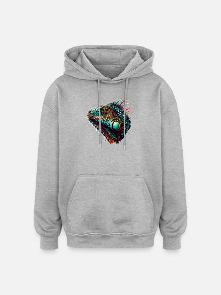 Iguana - Oversized Unisex Hoodie - heather grey