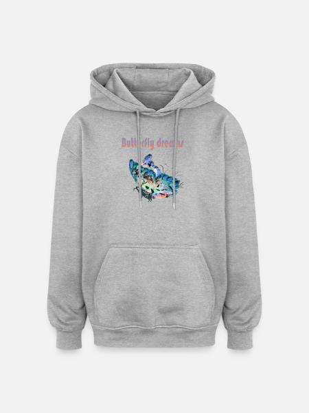 SCHMETTERLINGSTRÄUME - Oversized Unisex Hoodie - Grau meliert