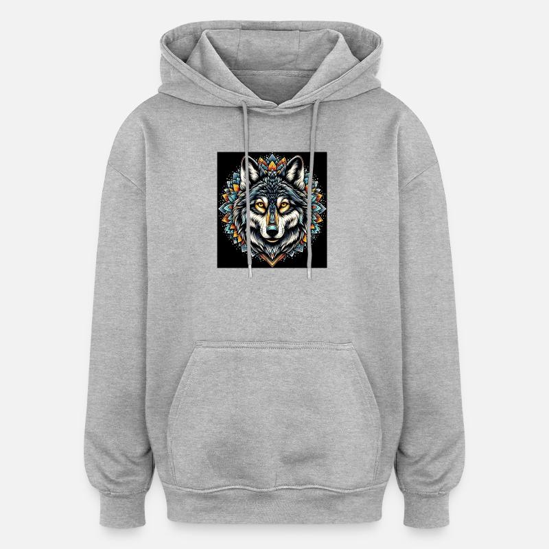 Loup - Sweat à capuche oversize unisexe - gris chiné