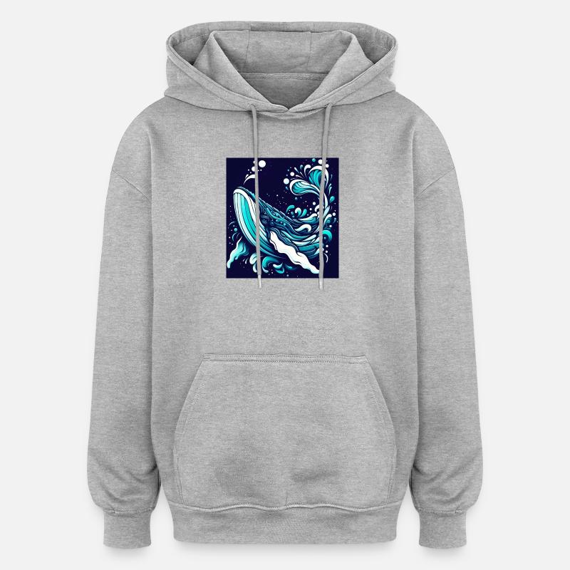 Baleine - Sweat à capuche oversize unisexe - gris chiné