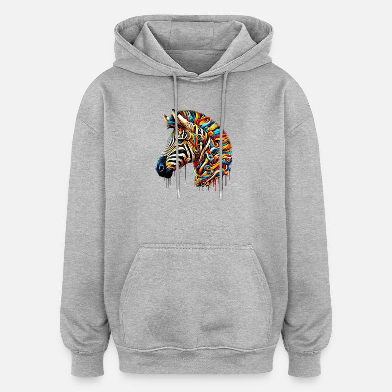 Zebra - Oversized Unisex Hoodie - Grau meliert