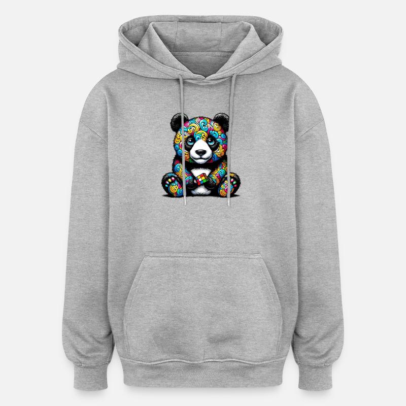 Panda - Oversized Unisex Hoodie - heather grey