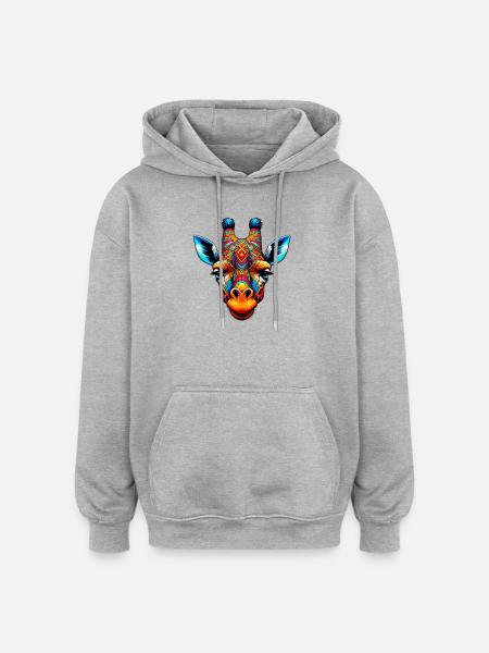Giraffe - Oversized Unisex Hoodie - heather grey