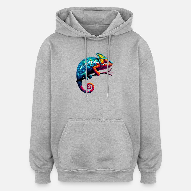 Chamäleon - Oversized Unisex Hoodie - Grau meliert