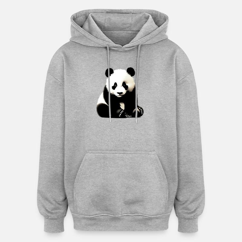 Panda - Sweat à capuche oversize unisexe - gris chiné