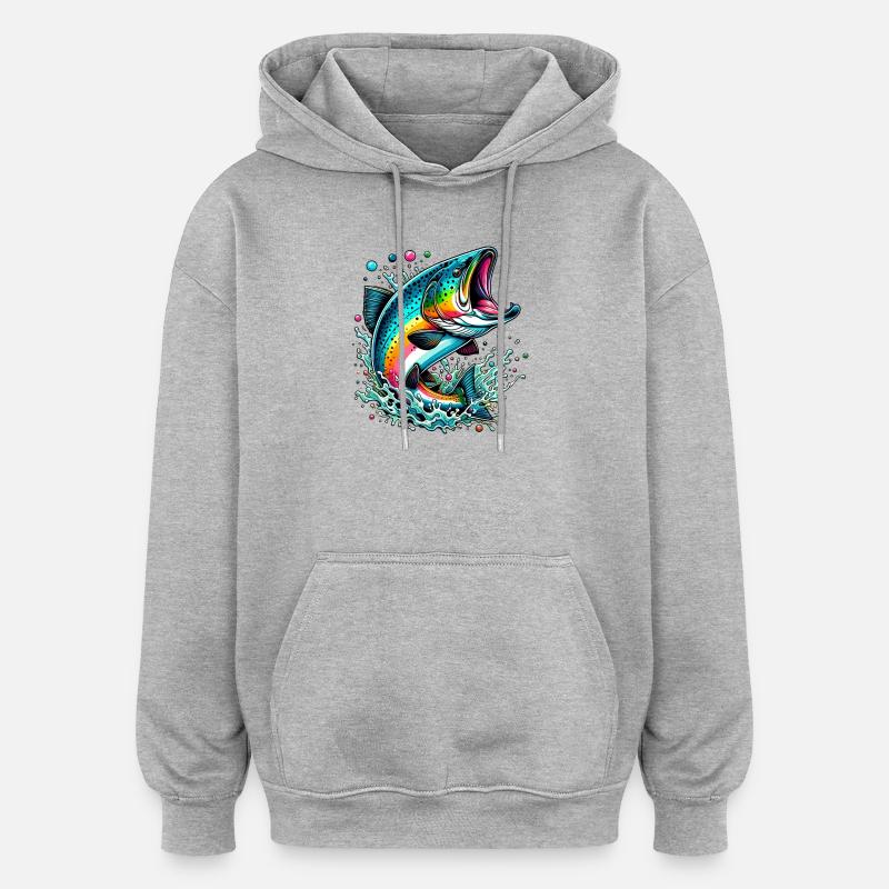 Saumon - Sweat à capuche oversize unisexe - gris chiné