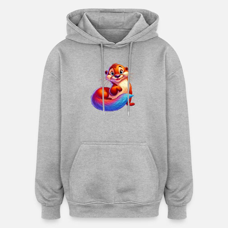 Loutre - Sweat à capuche oversize unisexe - gris chiné