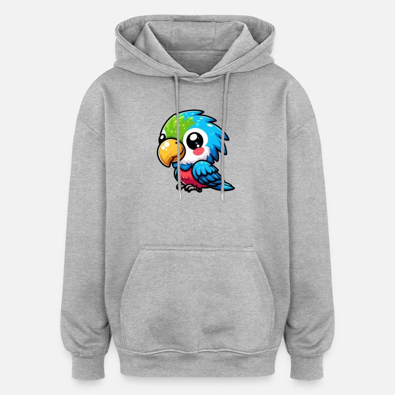 Papagei - Oversized Unisex Hoodie - Grau meliert
