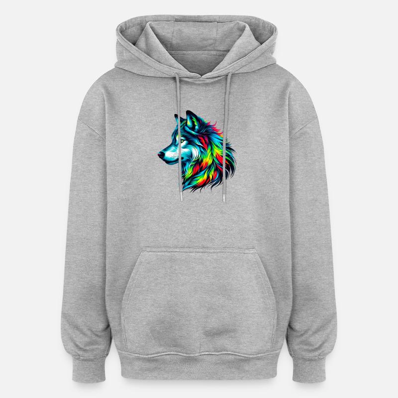 Loup - Sweat à capuche oversize unisexe - gris chiné