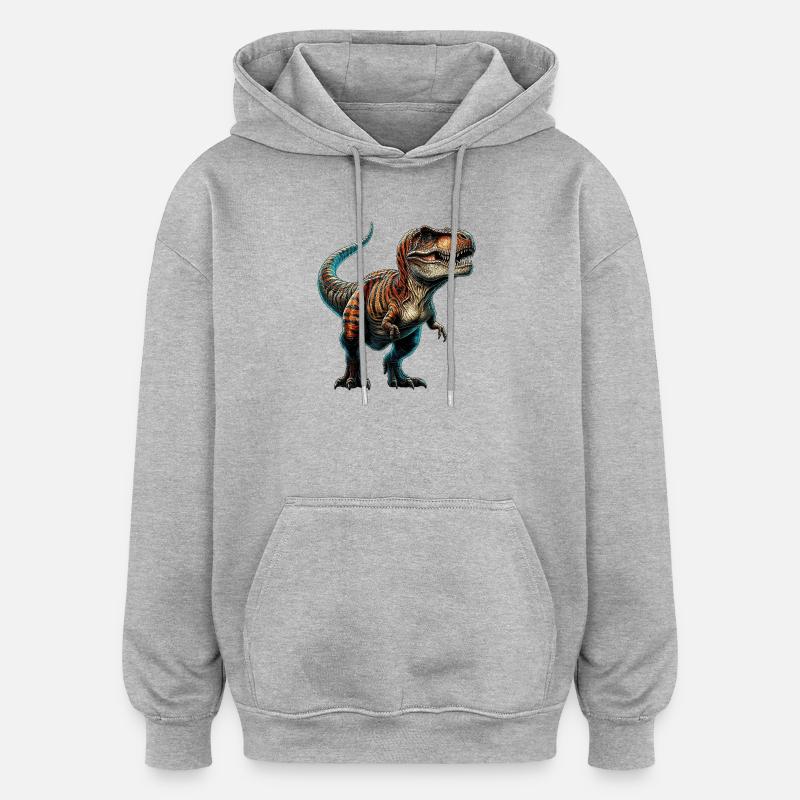 Dinosaurier - Oversized Unisex Hoodie - Grau meliert