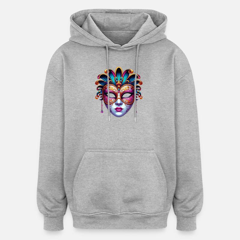 Masque du Carnaval de Venise - Sweat à capuche oversize unisexe - gris chiné
