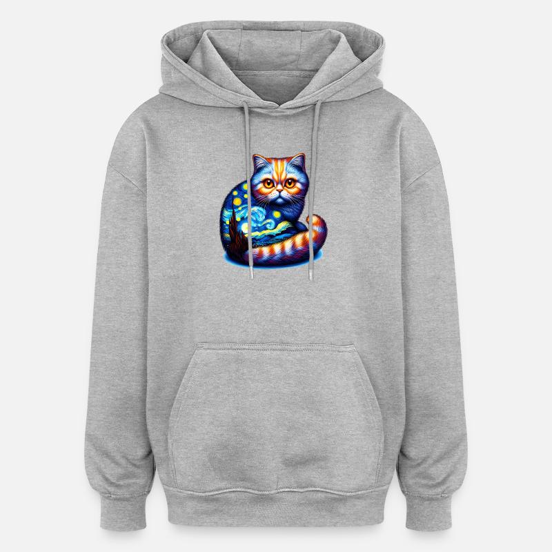 Katze - Oversized Unisex Hoodie - Grau meliert