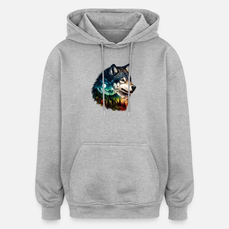 Loup - Sweat à capuche oversize unisexe - gris chiné