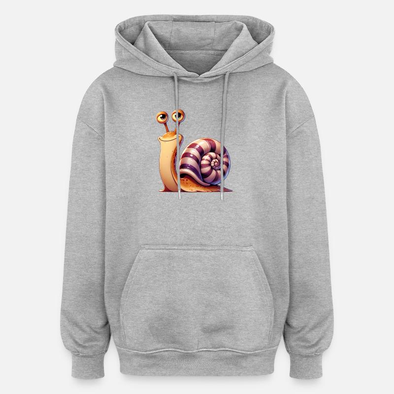 Escargot - Sweat à capuche oversize unisexe - gris chiné