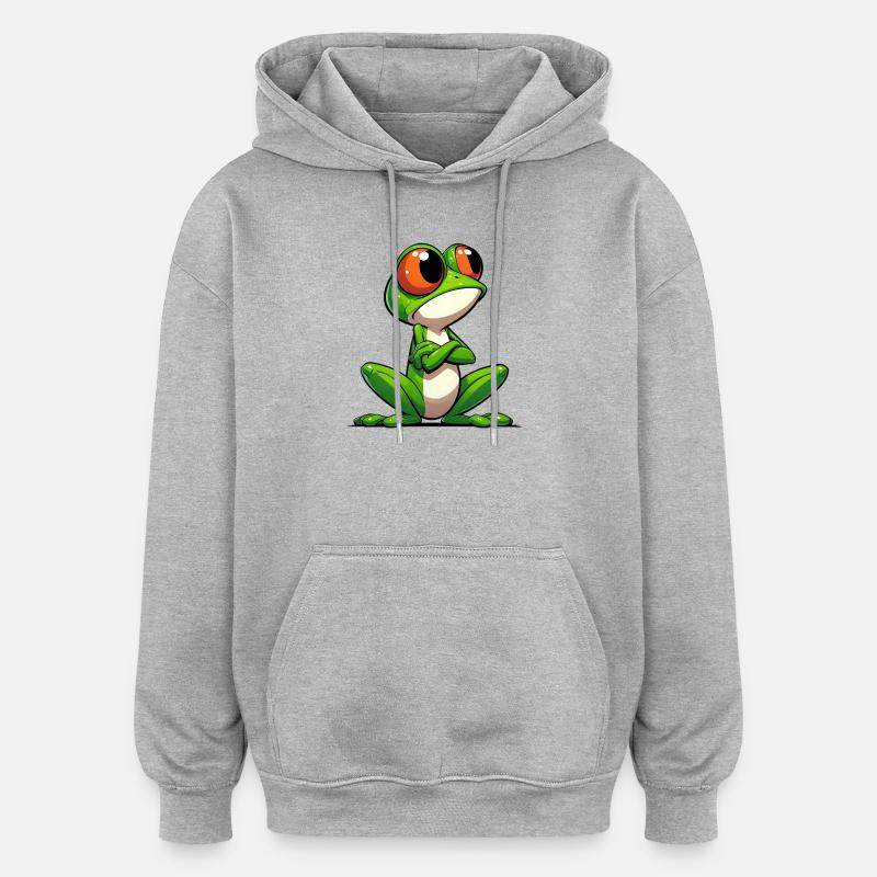 Frosch - Oversized Unisex Hoodie - Grau meliert