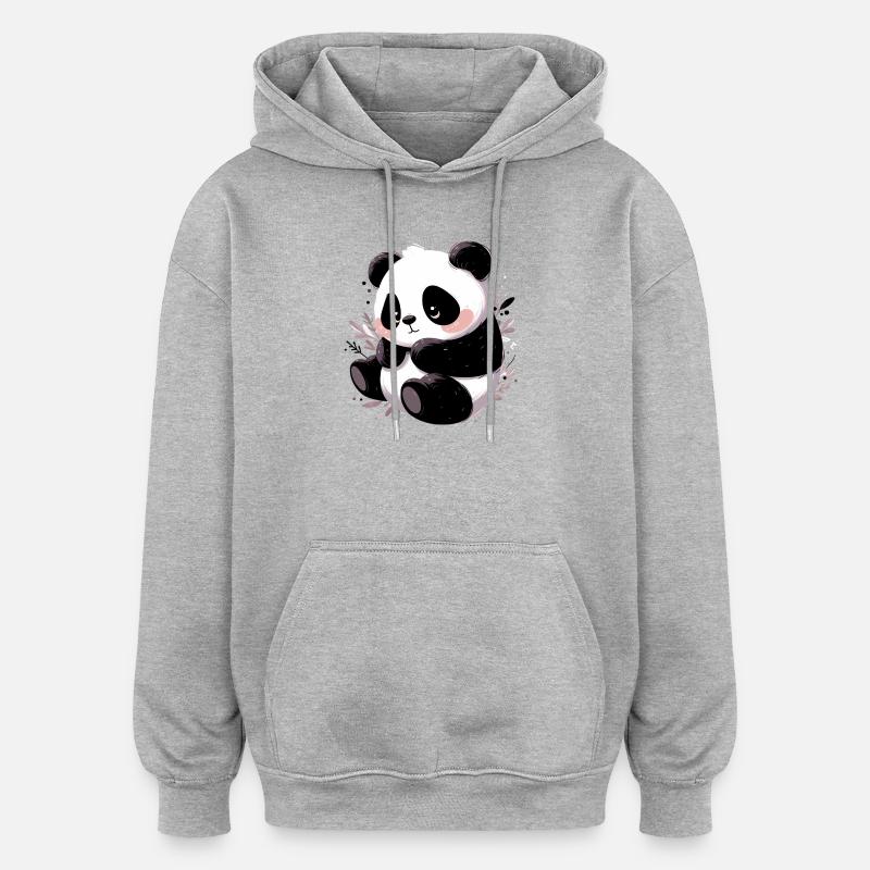 Panda - Sweat à capuche oversize unisexe - gris chiné