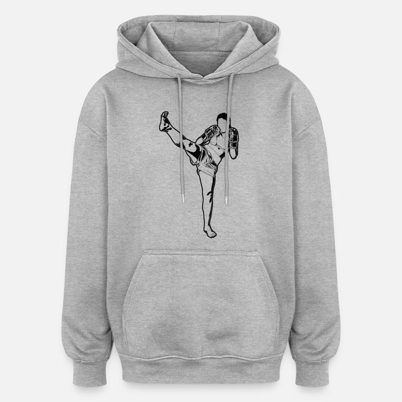 Kickboxeuse féminine - Sweat à capuche oversize unisexe - gris chiné
