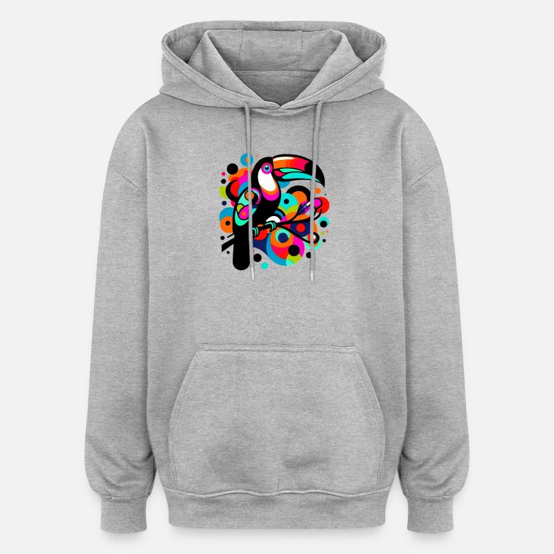 Toucan - Sweat à capuche oversize unisexe - gris chiné