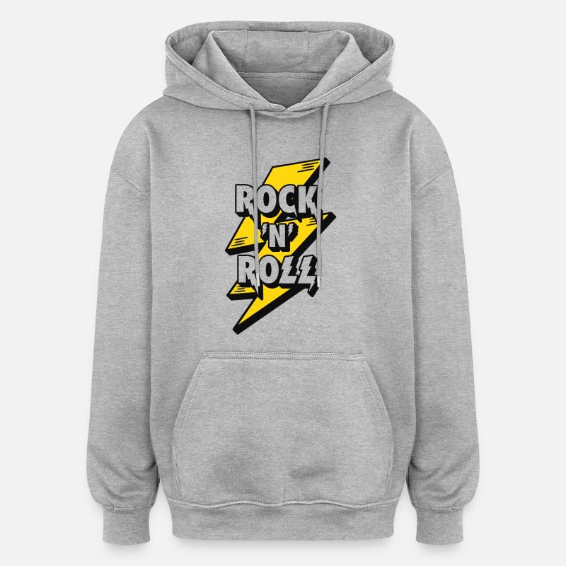 Electrifying Rock and Roll Lightning Design - Oversized Unisex Hoodie - heather grey