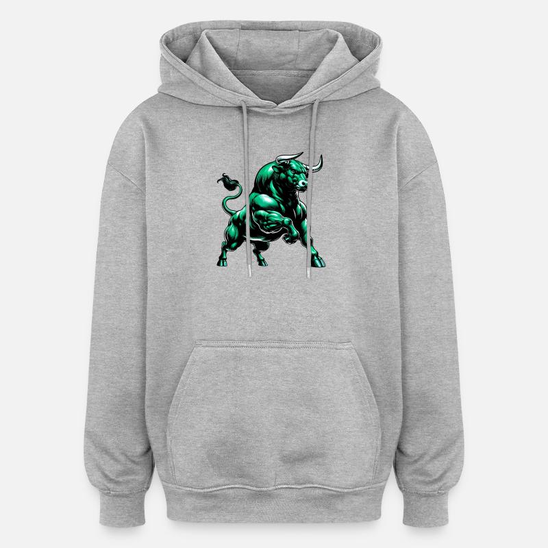 Taureau - Sweat à capuche oversize unisexe - gris chiné